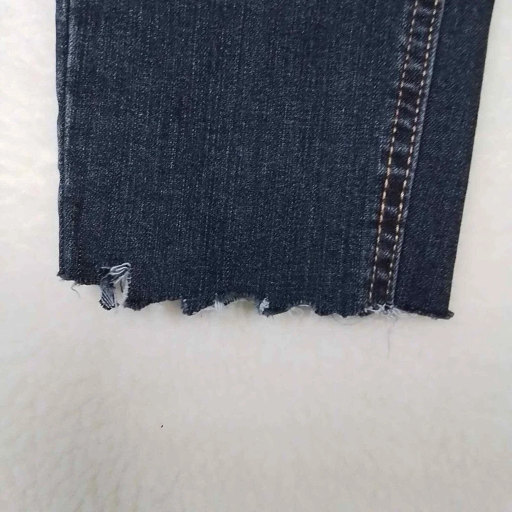 Wild Fable Highest Rise Skinny‎ Jeans Sz 4 Dark Wash Distressed Raw Hem Stretch